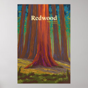 Affiche de voyage du parc national de Redwood