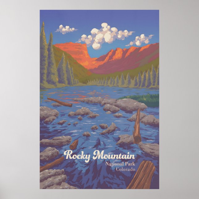 Affiche de voyage du parc national de Rocky Mounta (Devant)
