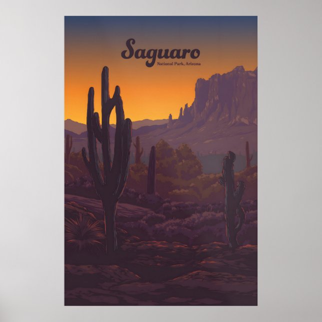 Affiche de voyage du parc national de Saguaro (Devant)