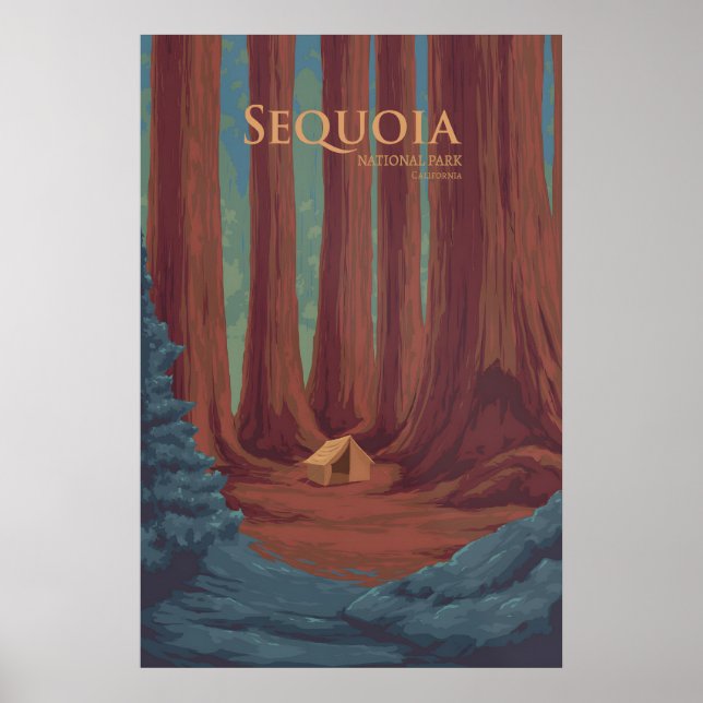 Affiche de voyage du parc national de Sequoia (Devant)