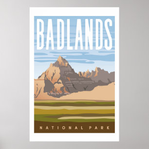 Affiche de voyage du parc national des Badlands Im