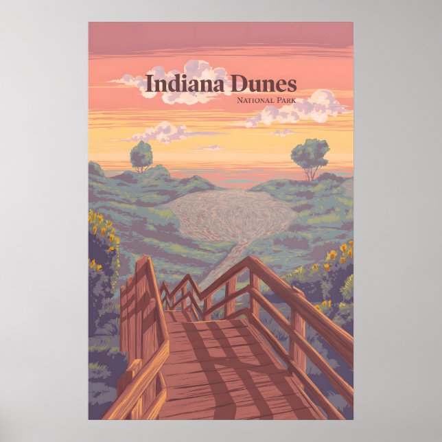Affiche de voyage du Parc national des dunes de l' (Devant)