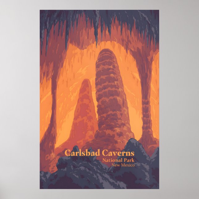 Affiche de voyage du parc national des grottes de  (Devant)