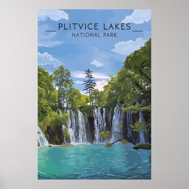 Affiche de voyage du parc national des lacs de Pli (Devant)