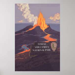 Affiche de voyage du Parc national des volcans d'H