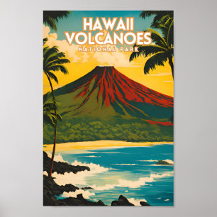 Affiche de voyage du Parc national des volcans d'H