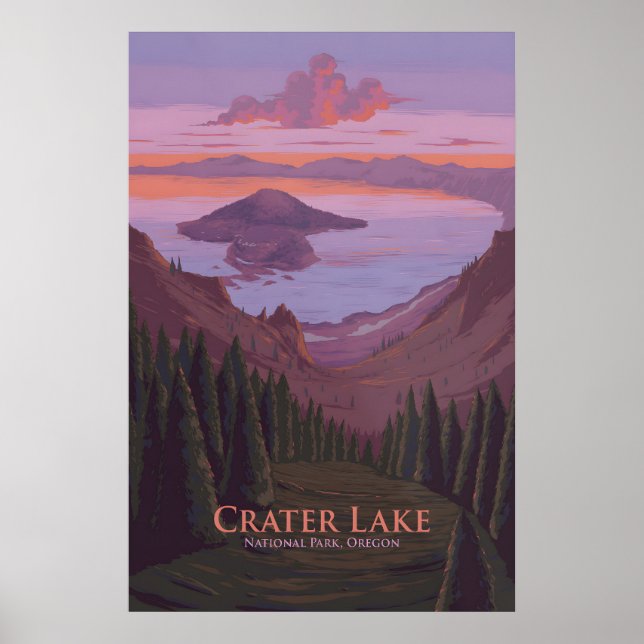 Affiche de voyage du parc national du lac Crater (Devant)