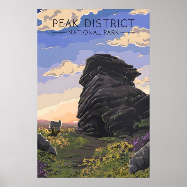 Affiche de voyage du parc national du Peak Distric (Devant)