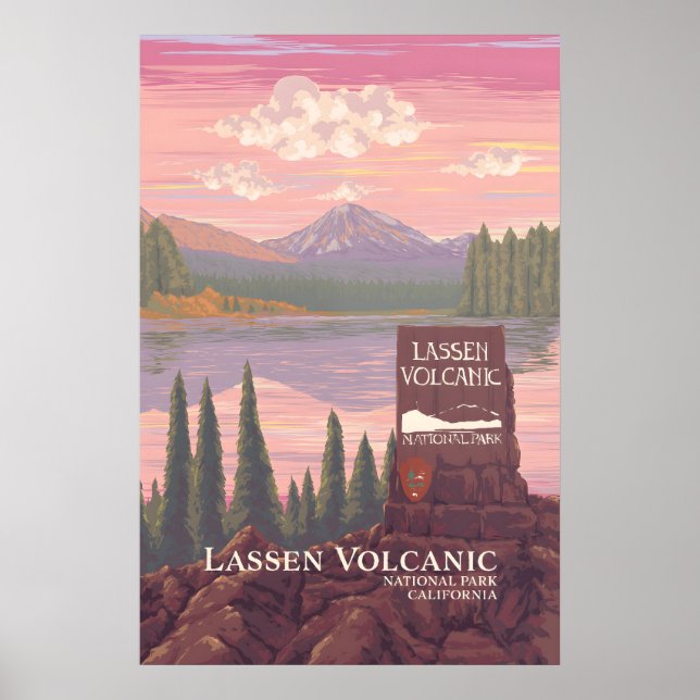 Affiche de voyage du parc national volcanique de L (Devant)