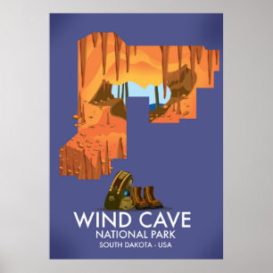 Affiche de voyage du parc national Wind Cave Natio