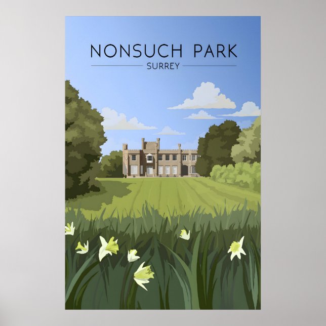 Affiche de voyage du parc Nonsuch Surrey (Devant)