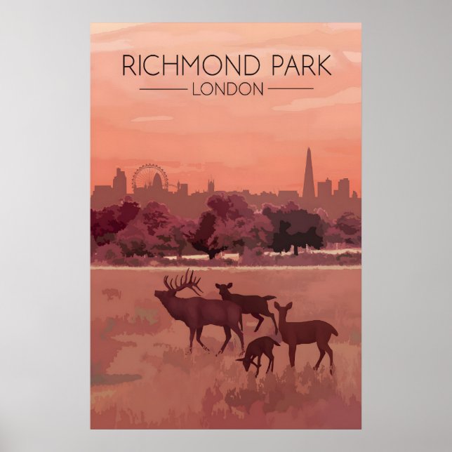 Affiche de voyage du parc Richmond Londres (Devant)
