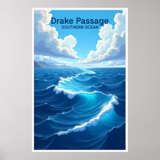 Affiche de voyage du passage de Drake et de l'océa