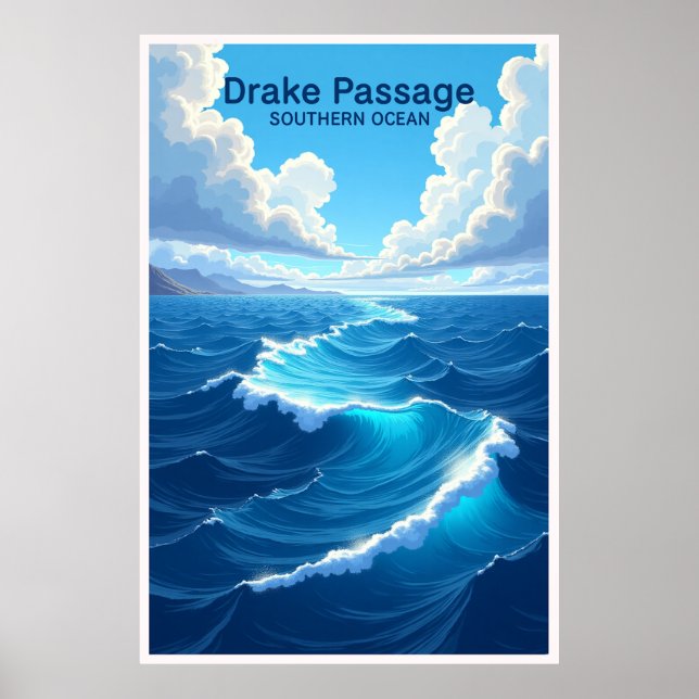 Affiche de voyage du passage de Drake et de l'océa (Devant)