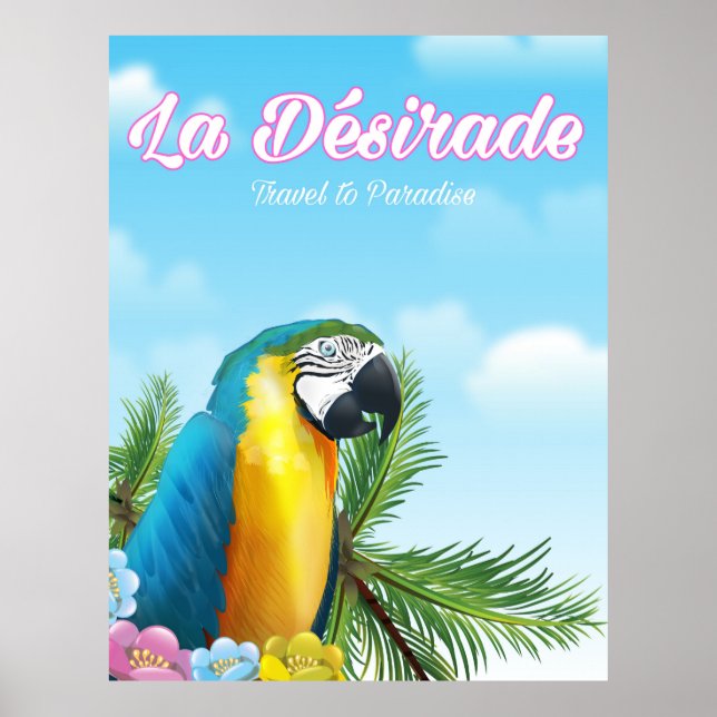 Affiche de voyage du perroquet de La Désirade (Devant)