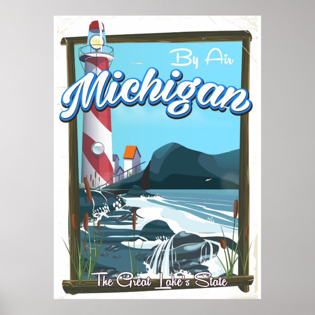 Affiche de voyage du phare du Michigan !. (Devant)