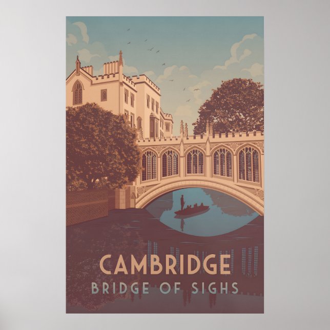 Affiche de voyage du pont des Soupirs de Cambridge (Devant)