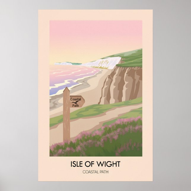 Affiche de voyage du sentier côtier de l'île de Wi (Devant)