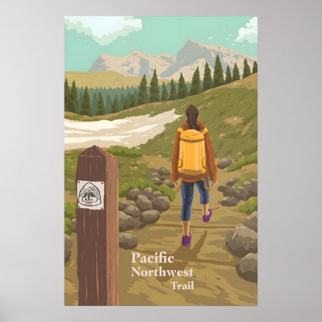 Affiche de voyage du sentier du Nord-Ouest Pacifiq (Devant)