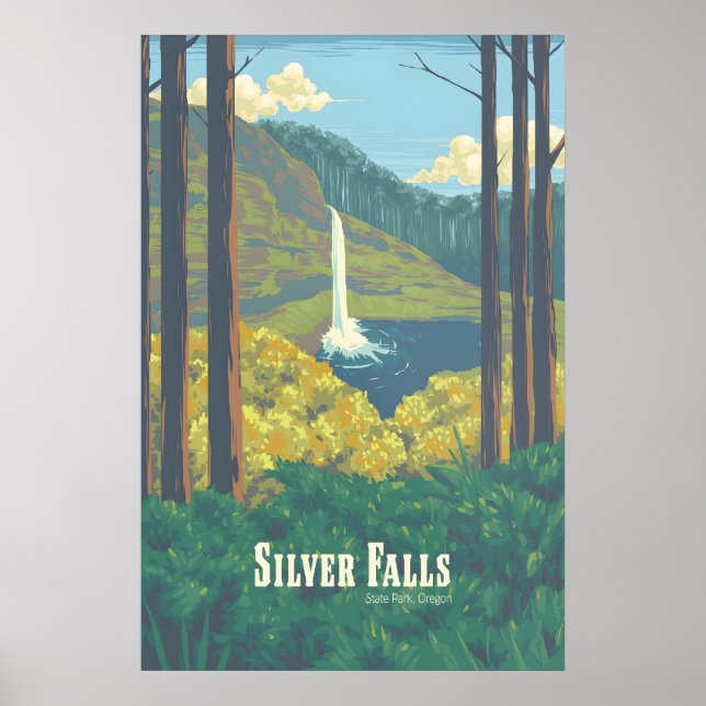 Affiche de voyage du Silver Falls State Park Orego (Devant)