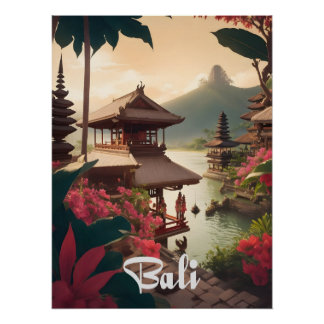 Affiche de voyage du temple de Bali