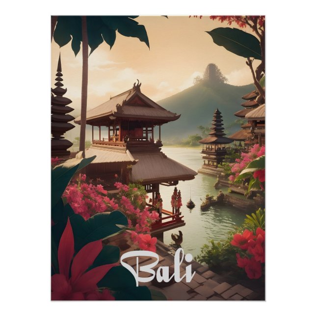 Affiche de voyage du temple de Bali (Devant)