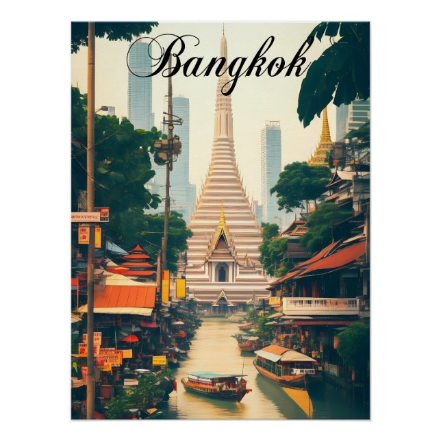 Affiche de voyage du temple de Bangkok Thaïlande (Devant)
