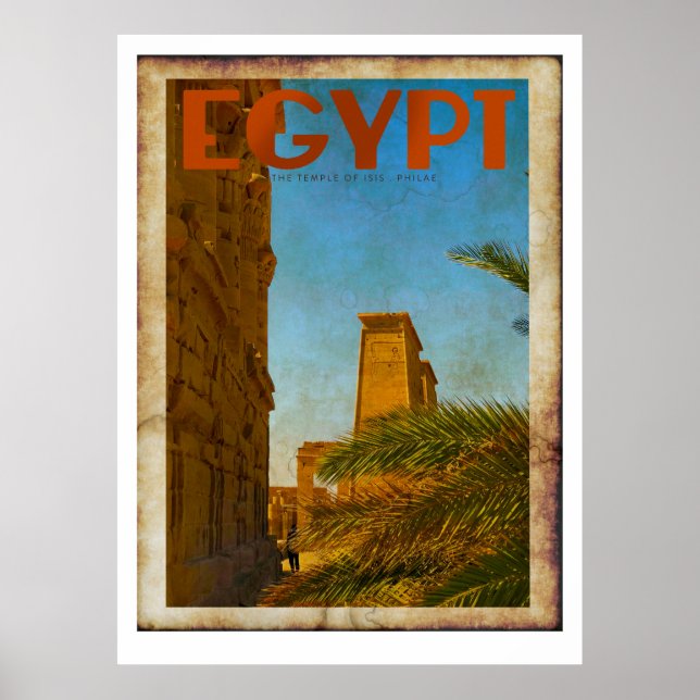 Affiche de voyage du Temple égyptien vintage (Devant)