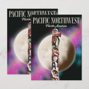 Affiche de voyage du totem du Nord-Ouest Pacifique