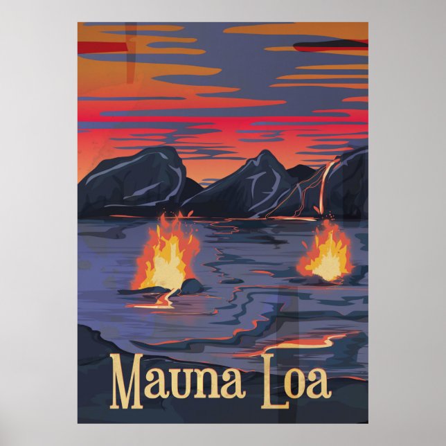 Affiche de voyage du volcan Mauna Loa (Devant)