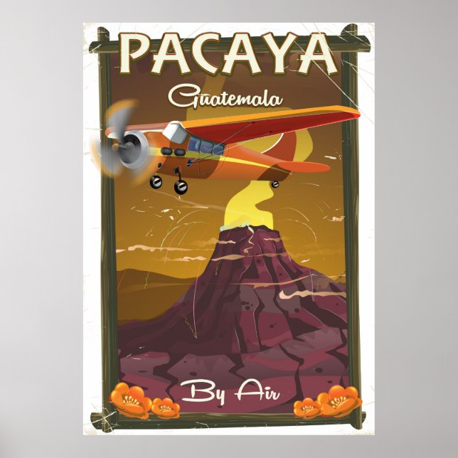 Affiche de voyage du volcan Pacaya Guatemala (Devant)