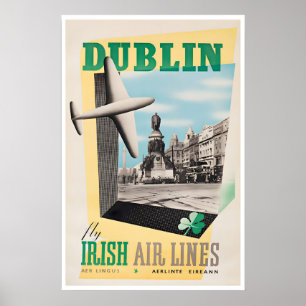 Affiche de voyage Dublin Print Irlande Irish Airli