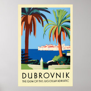 Affiche de voyage Dubrovnik Croatie Vintage Adriat