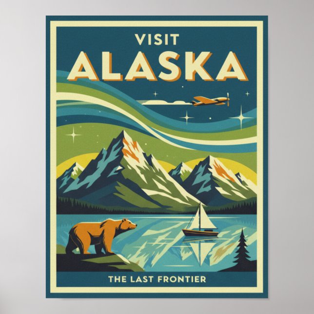 Affiche de voyage en Alaska du milieu du siècle (Devant)