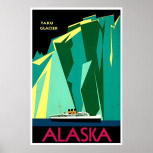 Affiche de voyage en Alaska Taku Glacier Art Crois