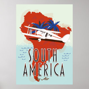 Affiche de voyage en Amérique du Sud par avion