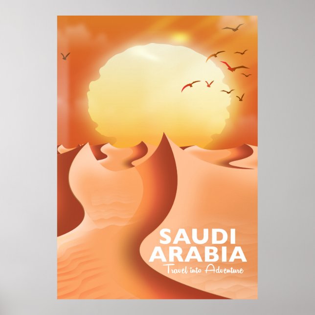 Affiche de voyage en Arabie saoudite par avion (Devant)