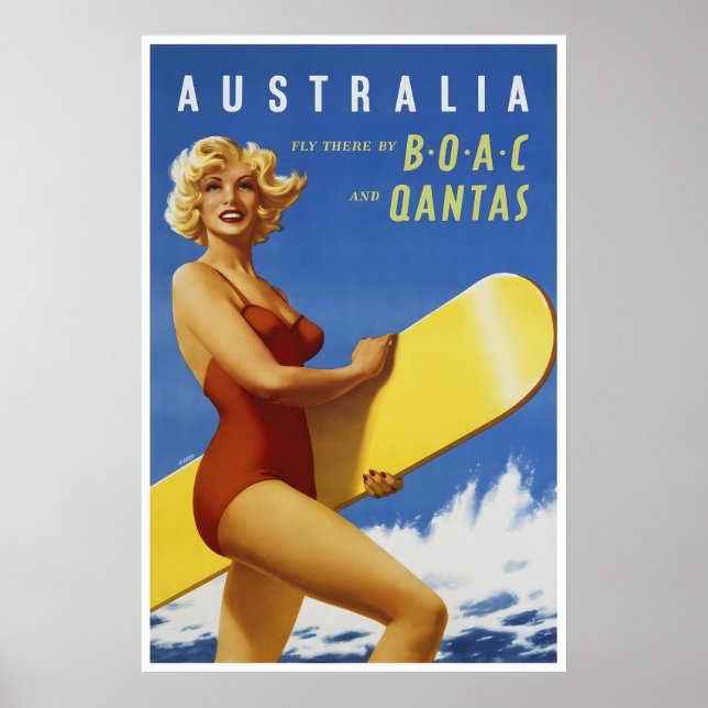 Affiche de voyage en Australie Art de surf Impress (Devant)