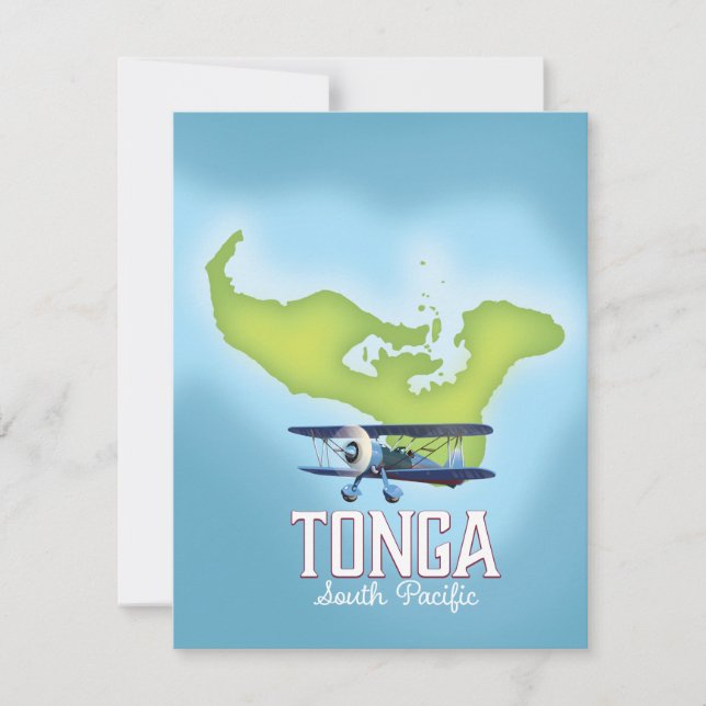 Affiche de voyage en avion carte de Tonga (Devant)