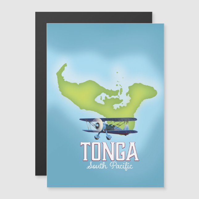 Affiche de voyage en avion carte des Tonga (Devant / Derrière)