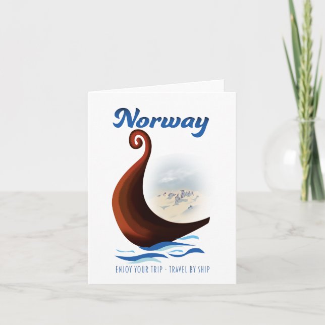 Affiche de voyage en bateau long de Norvège (Devant)