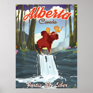 Affiche de voyage en caricature de l'Alberta Canad