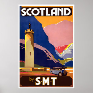 Affiche de voyage en Écosse Art de Scottish Motor 