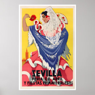 Affiche de voyage en Espagne à Séville Feria De