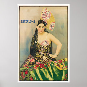 Affiche de voyage en Espagne art Barcelone Impress