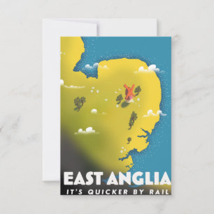 Affiche de voyage en Est-Anglie. Carte postale