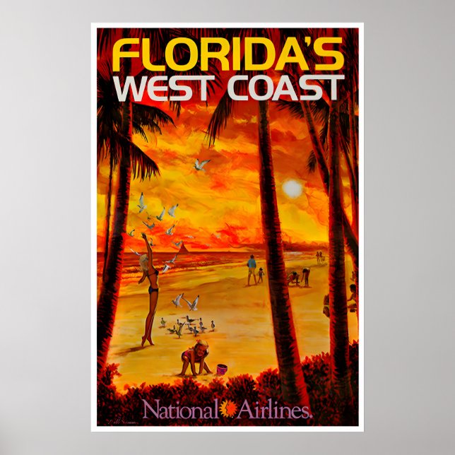 Affiche de voyage en Floride Côte ouest de la Flor (Devant)