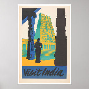 Affiche de voyage en Inde Art indien Impression de