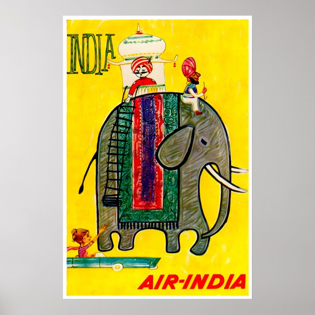 Affiche de voyage en Inde éléphant Art indien impr (Devant)