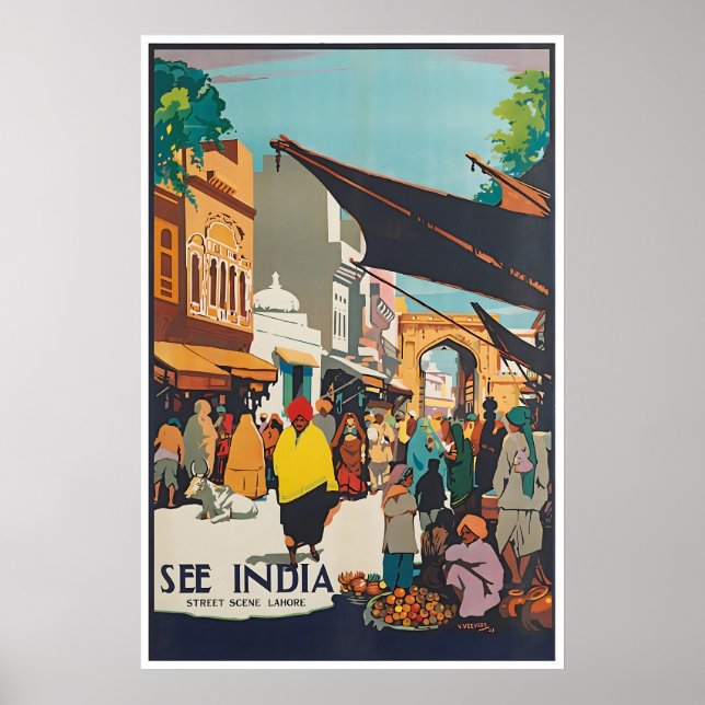 Affiche de voyage en Inde Lahore Impression indien (Devant)